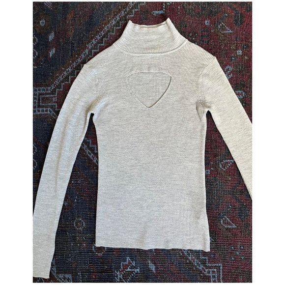 RARE Temperley London Cut Out Ribbed Turtleneck Sweater | Size Small | Gray - Picture 6 of 7